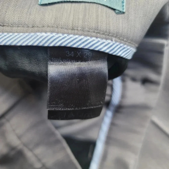 HAGGAR Mens Gray Flat Front Straight Fit Stretch Pants 34X29 - Picture 9 of 13